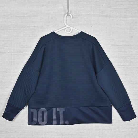 Nike Dri-Fit Just Do It Big Logo Activewear Athletic Navy Blue Sweatshirt Sz XL - Picture 2 of 16